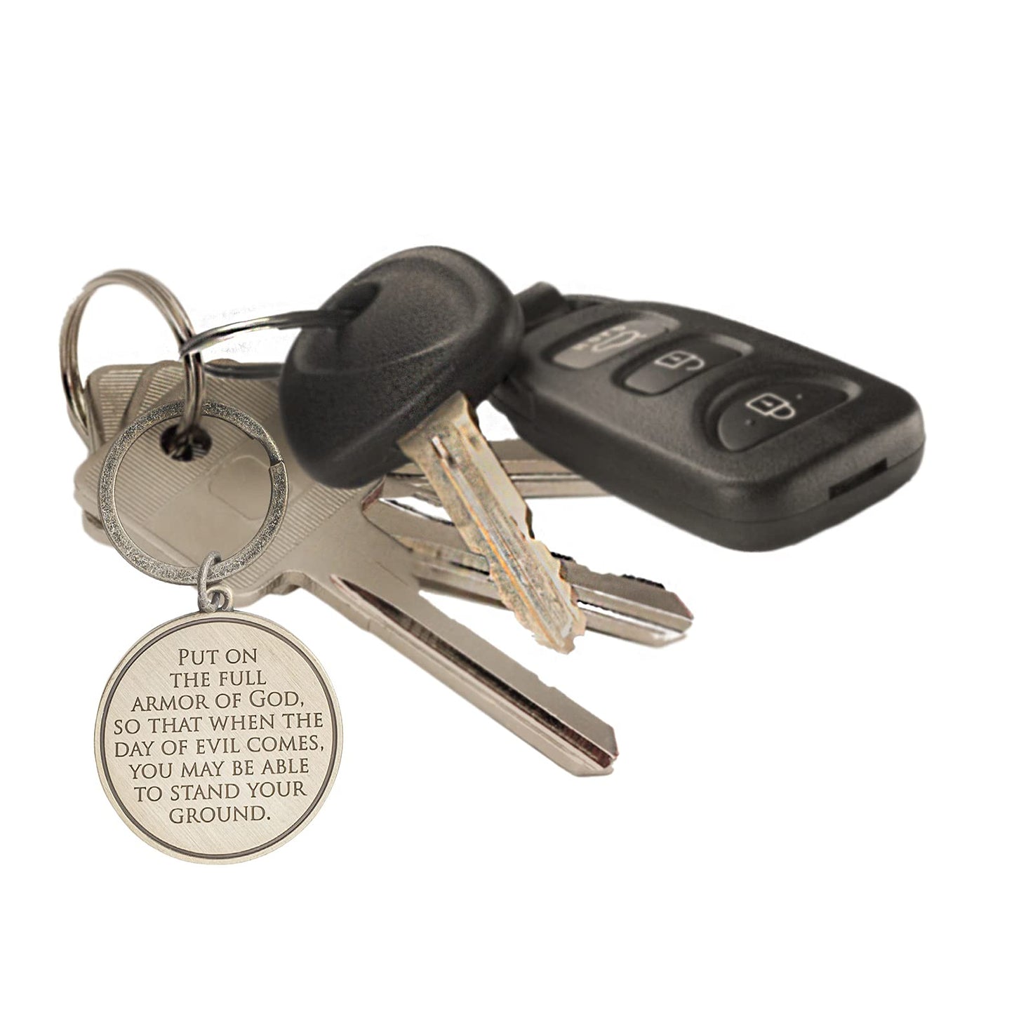 Dicksons Armor of God Silver Toned 3 inch Zinc Alloy Key Chain