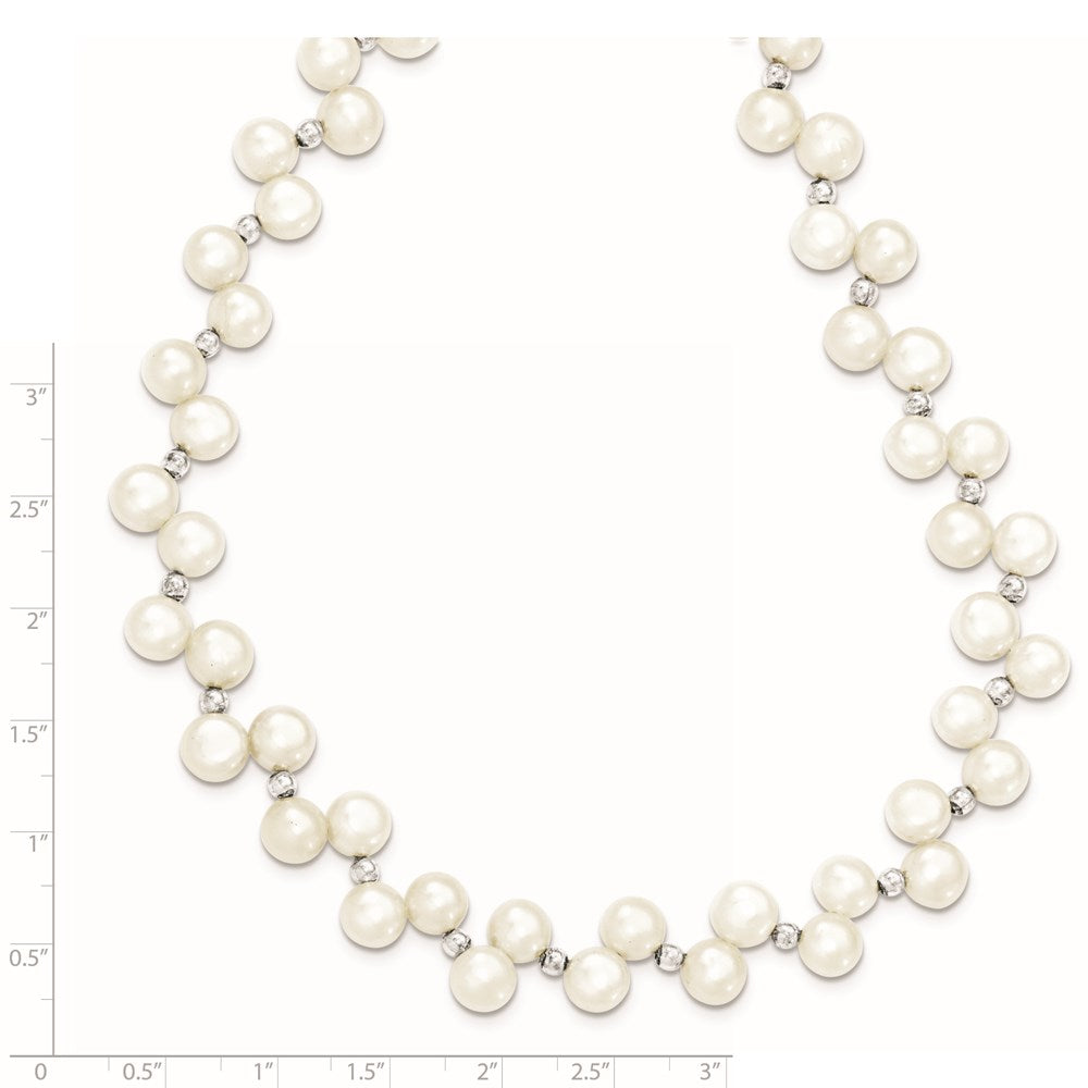 Sterling Silver FW Cultured Button Pearl 16in Necklace 16 Inches