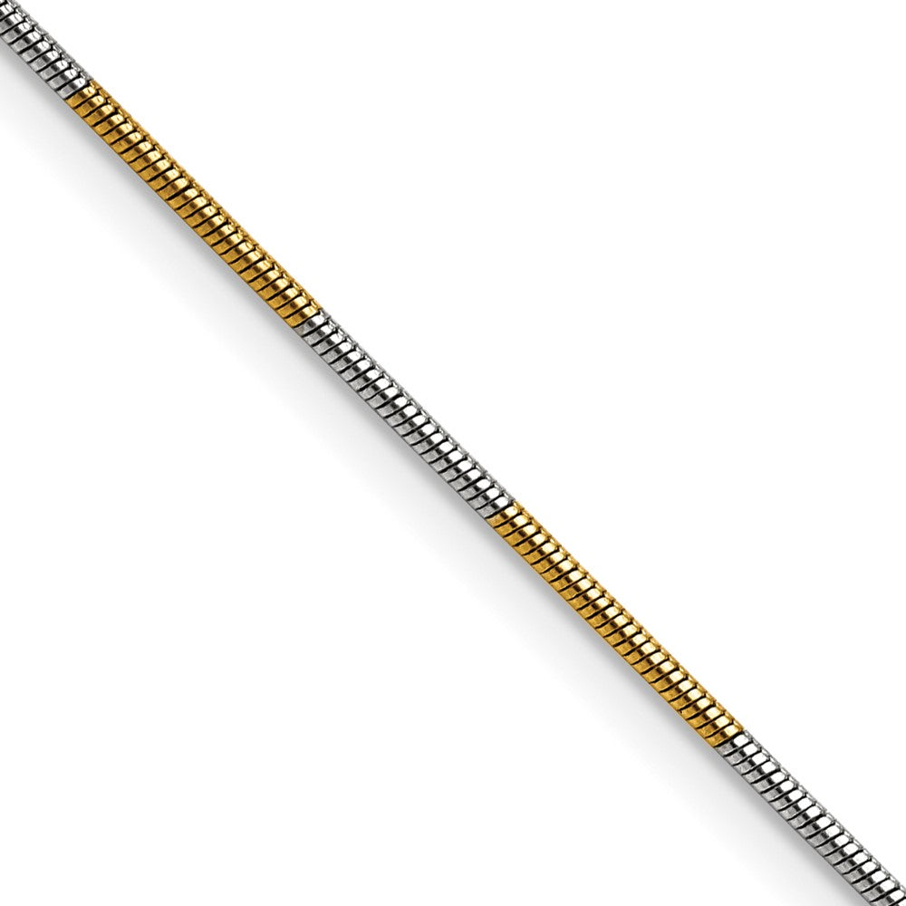 White & Yellow Rhodium over Brass 1.00mm Snake Chain