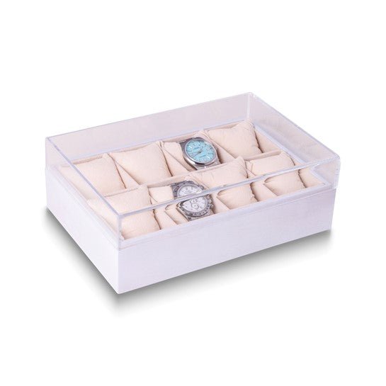 Bey Berk Esme Wood and Acrylic Eight Watch Box, White