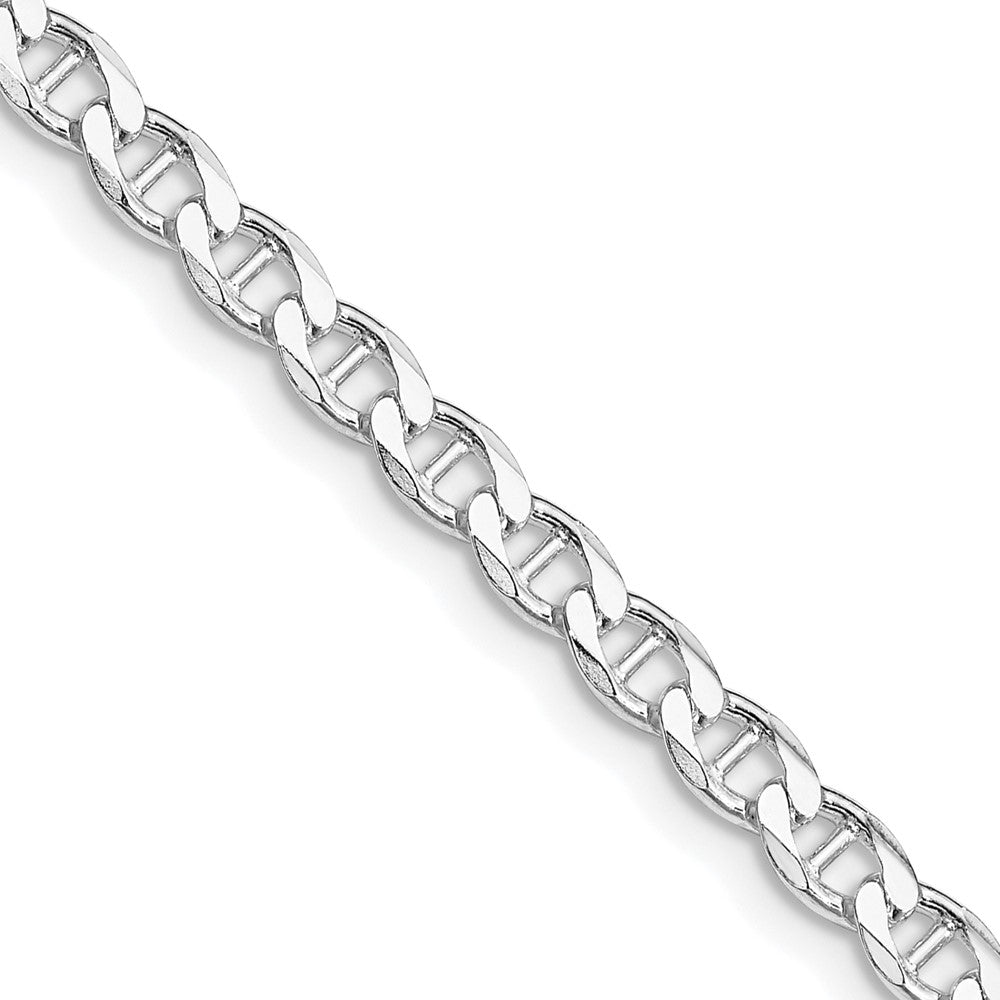 Sterling Silver Rhodium-plated 4.0mm D/C Flat Anchor Curb Chain 18 Inches