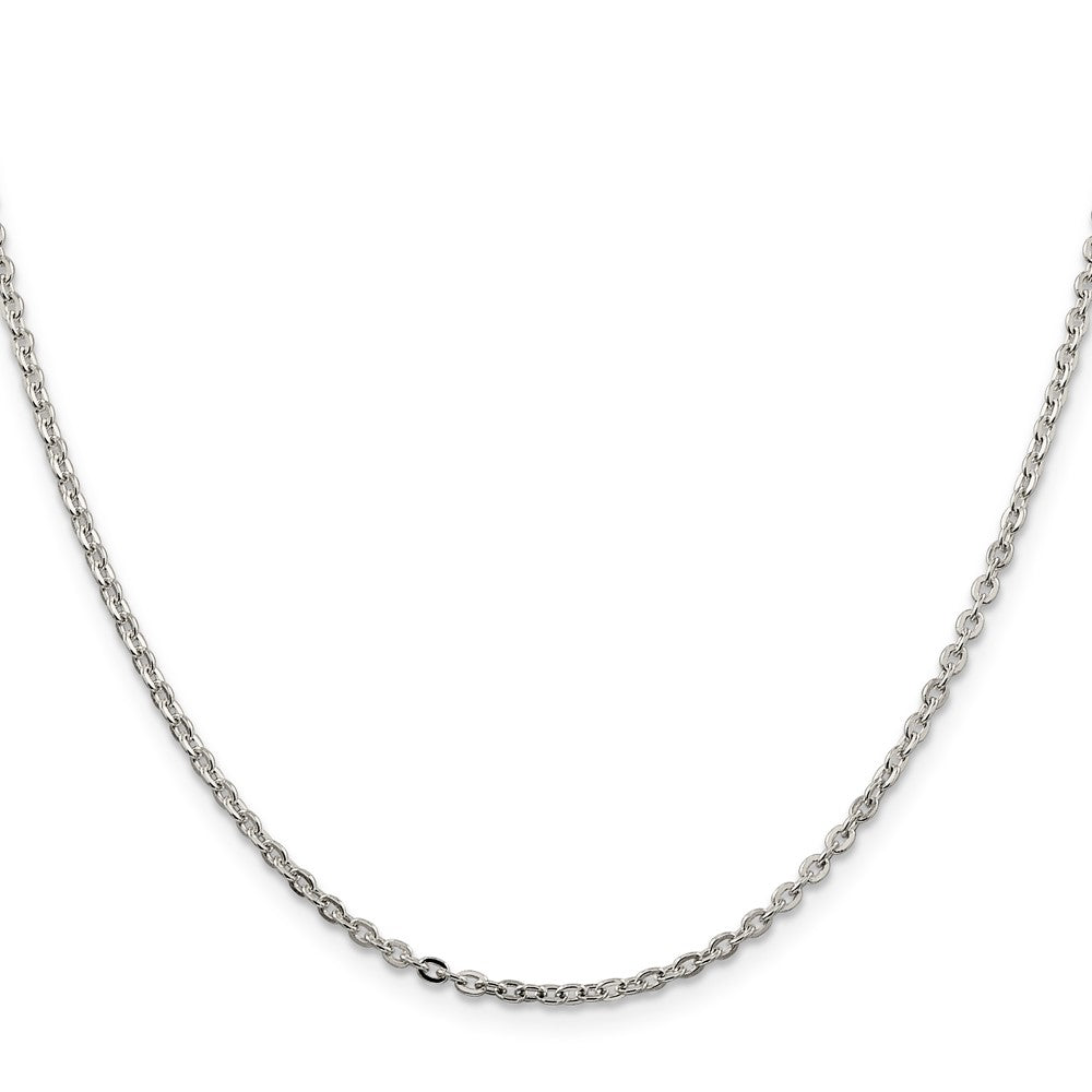 Sterling Silver 2mm Flat Link Cable Chain 24 Inches