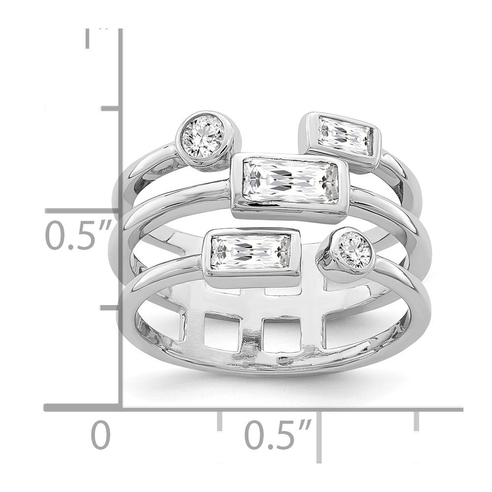 Sterling Silver Rhodium Plated CZ Ring