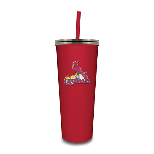 MLB St. Louis Cardinals Stainless Steel 24 ounce Skinny Tumbler with Emblem and Straw