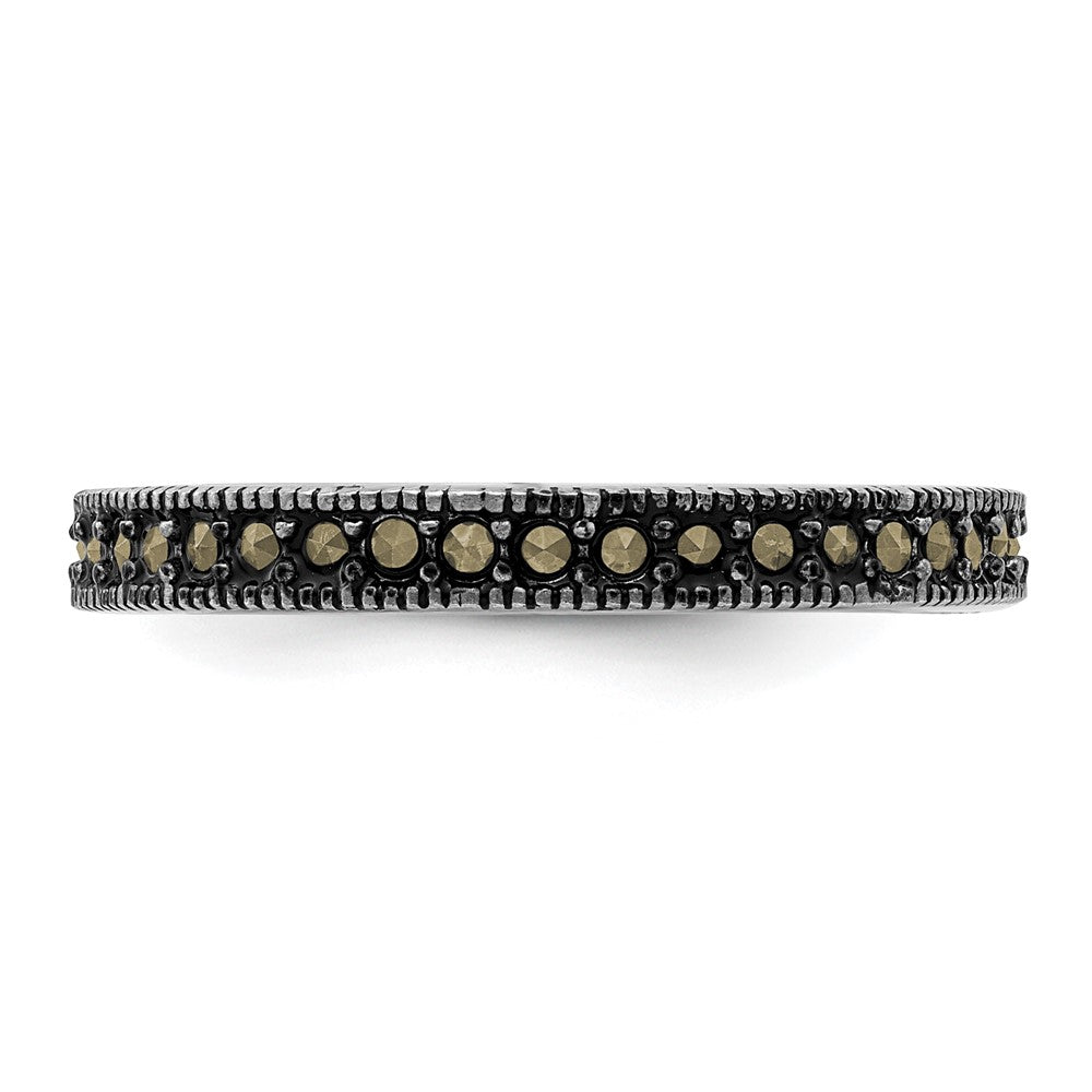 Sterling Silver Stackable Expressions Marcasite Band Size -6