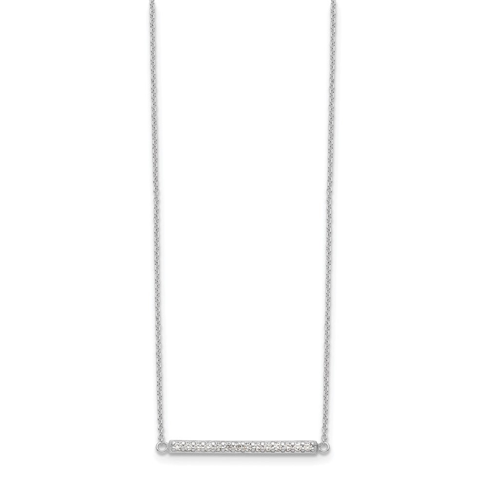 Sterling Silver CZ Bar Necklace 16.5 Inches