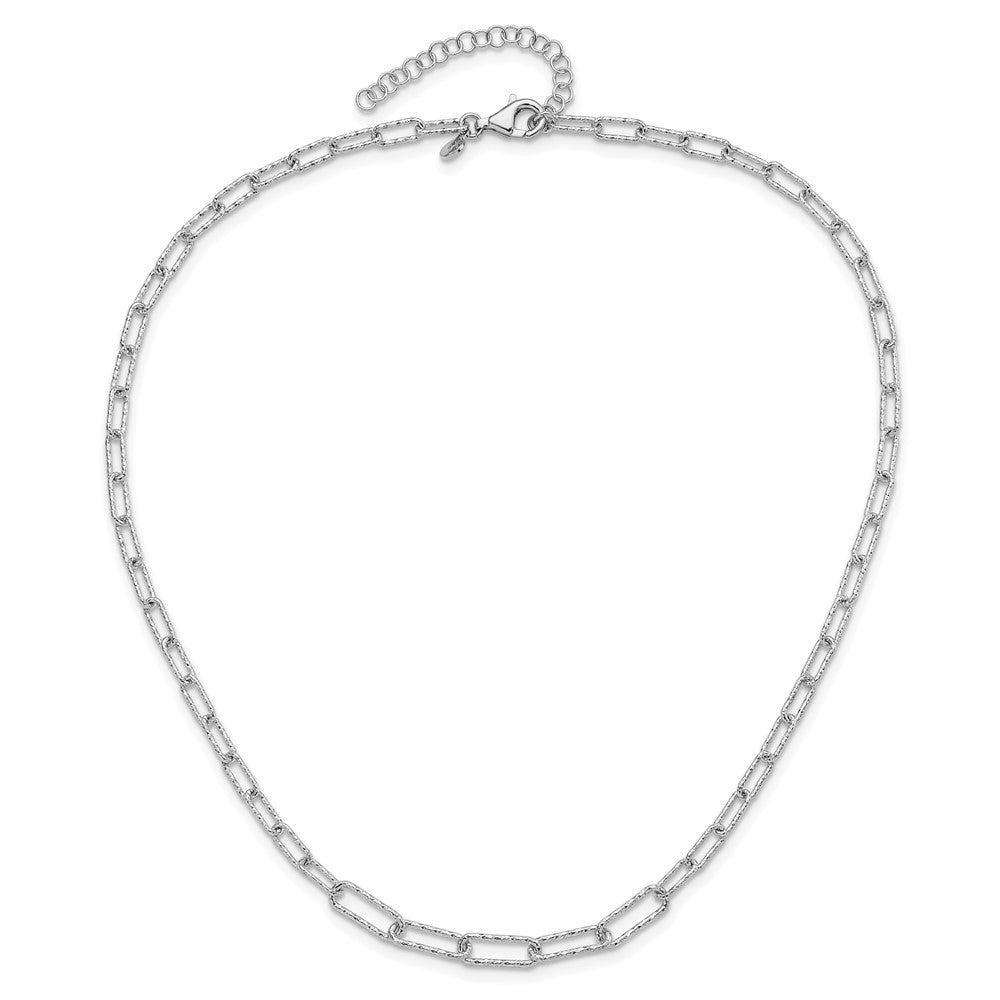 Sterling Silver RH-plated Diamond-cut with 2in. ext Link Necklace