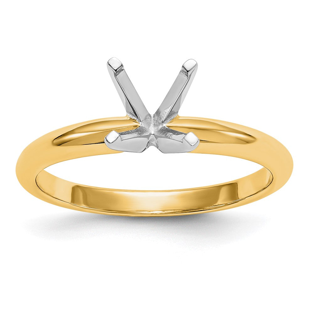 14k Two-Tone 1/2 carat Lightweight Half-Round 4-Prong Round Solitaire Ring Mounting