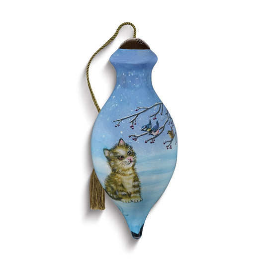 Neqwa Art We Wish You a Meow-y Christmas by Hazel Lincoln Hand-painted Glass Ornament