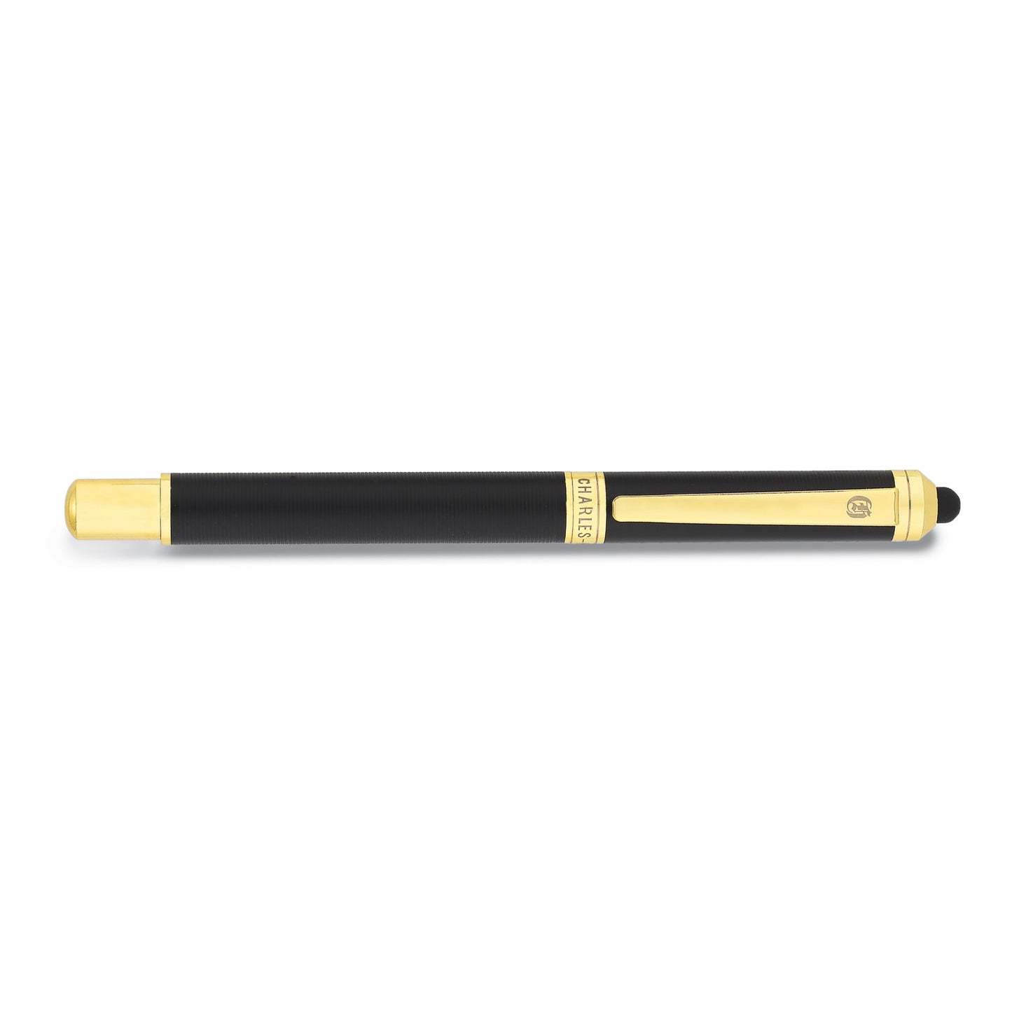 Charles Hubert Black and Gold-tone Banded Fountain Pen with Stylus Tip QGM18987