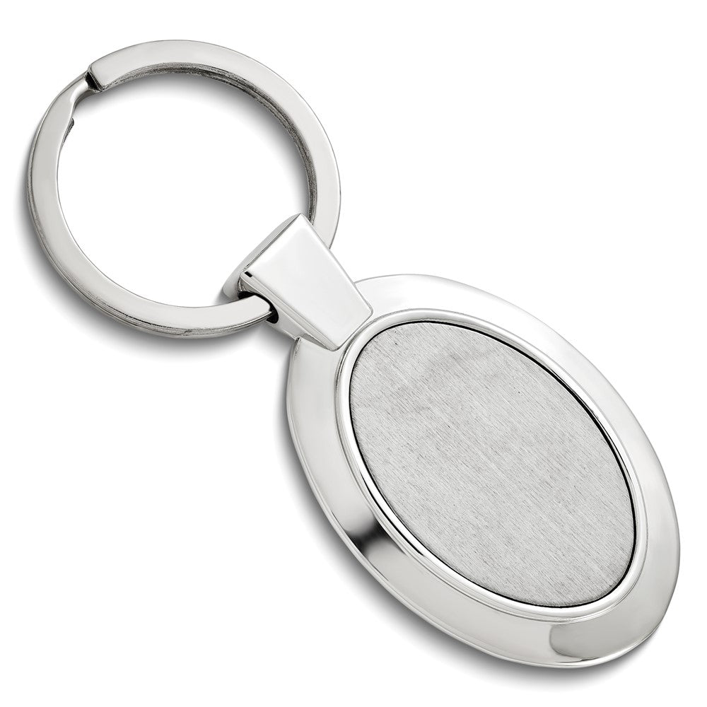Nickel-plated Polished and Satin Engravable Oval Key Ring