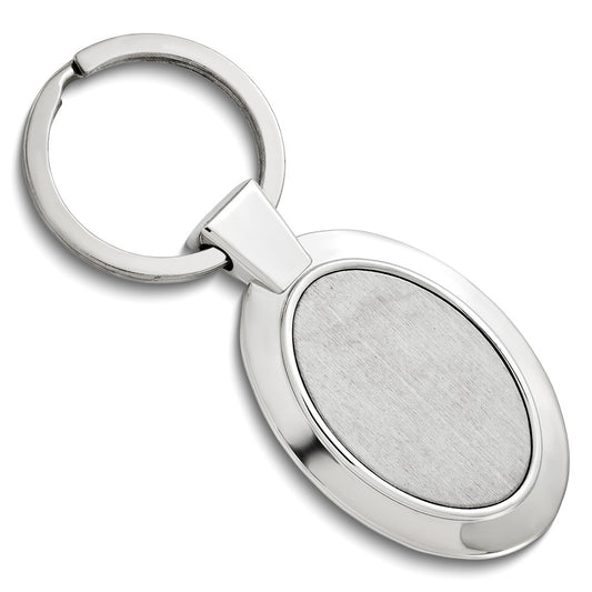 Nickel-plated Polished and Satin Engravable Oval Key Ring