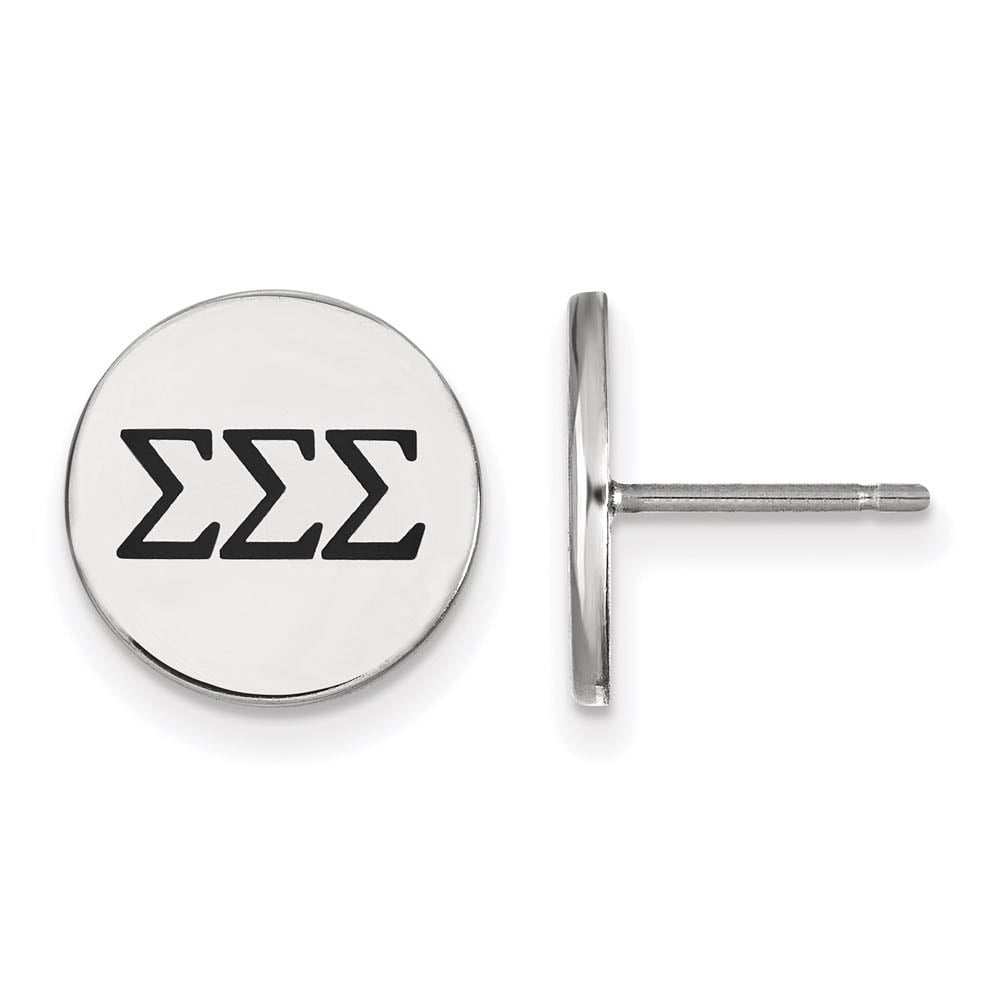 Sterling Silver Official Licensed Greek Sororities Sigma Sigma Sigma (???) Enameled Post Earrings