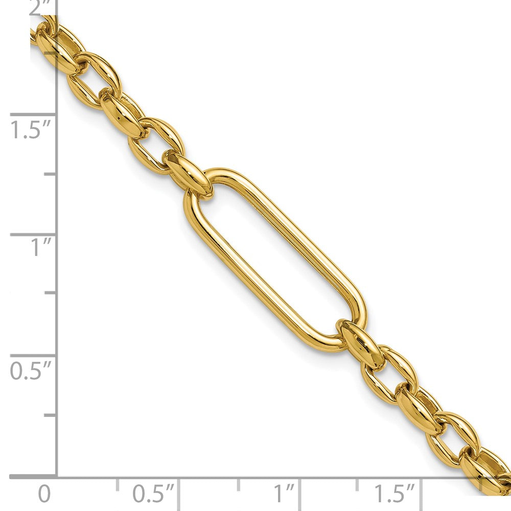 14K Polished Fancy Elongated Oval Link Bracelet 7.5  inches
