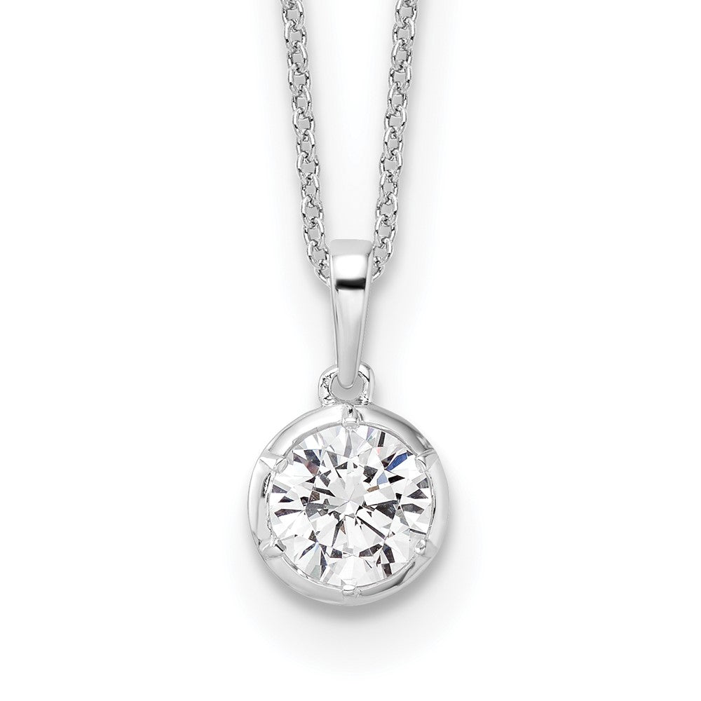True Origin 14K White Gold 1 carat Lab Grown Diamond VS+ F+ Complete 18 in Round Solitaire Necklace