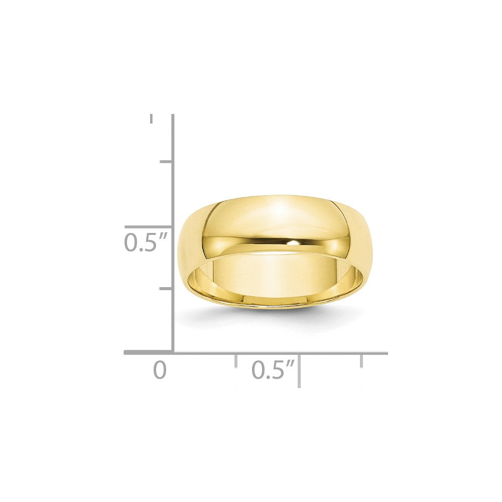 10k Yellow Gold 6mm Lightweight Half Round Wedding Band Size 9