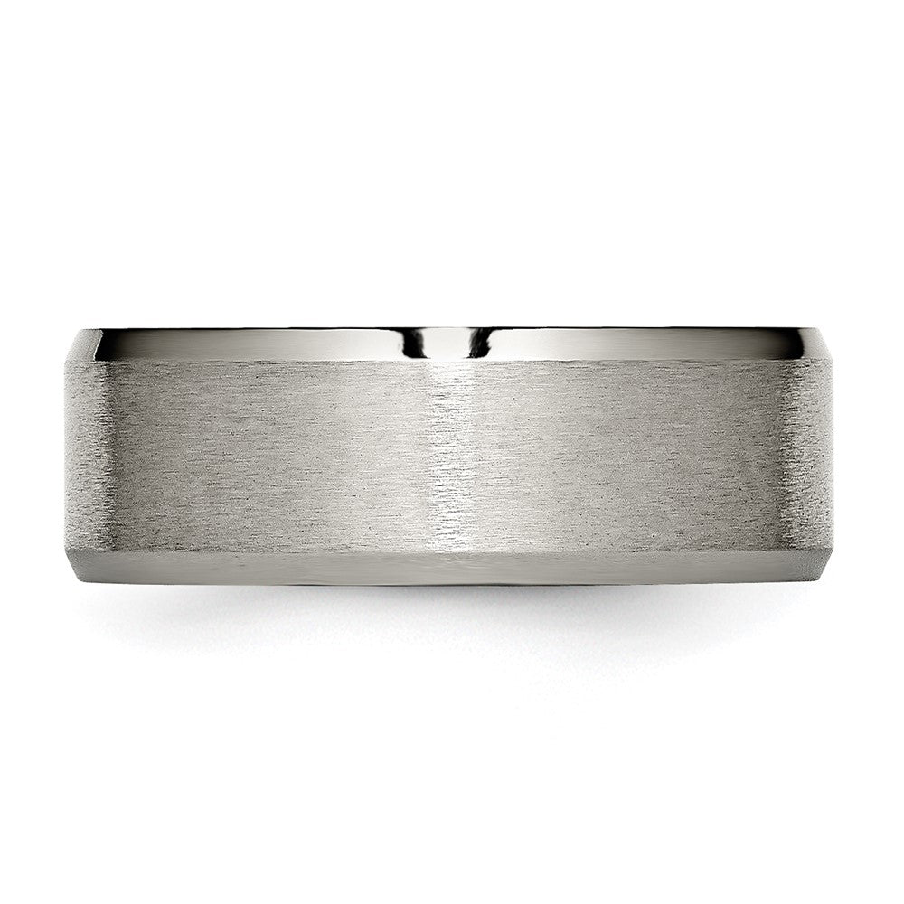 Titanium Brushed and Polished 8mm Beveled Edge Band Size - 8