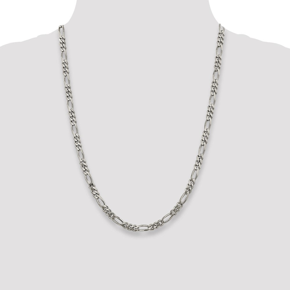 Sterling Silver Rhodium-plated 5.25mm Figaro Chain 24 Inches