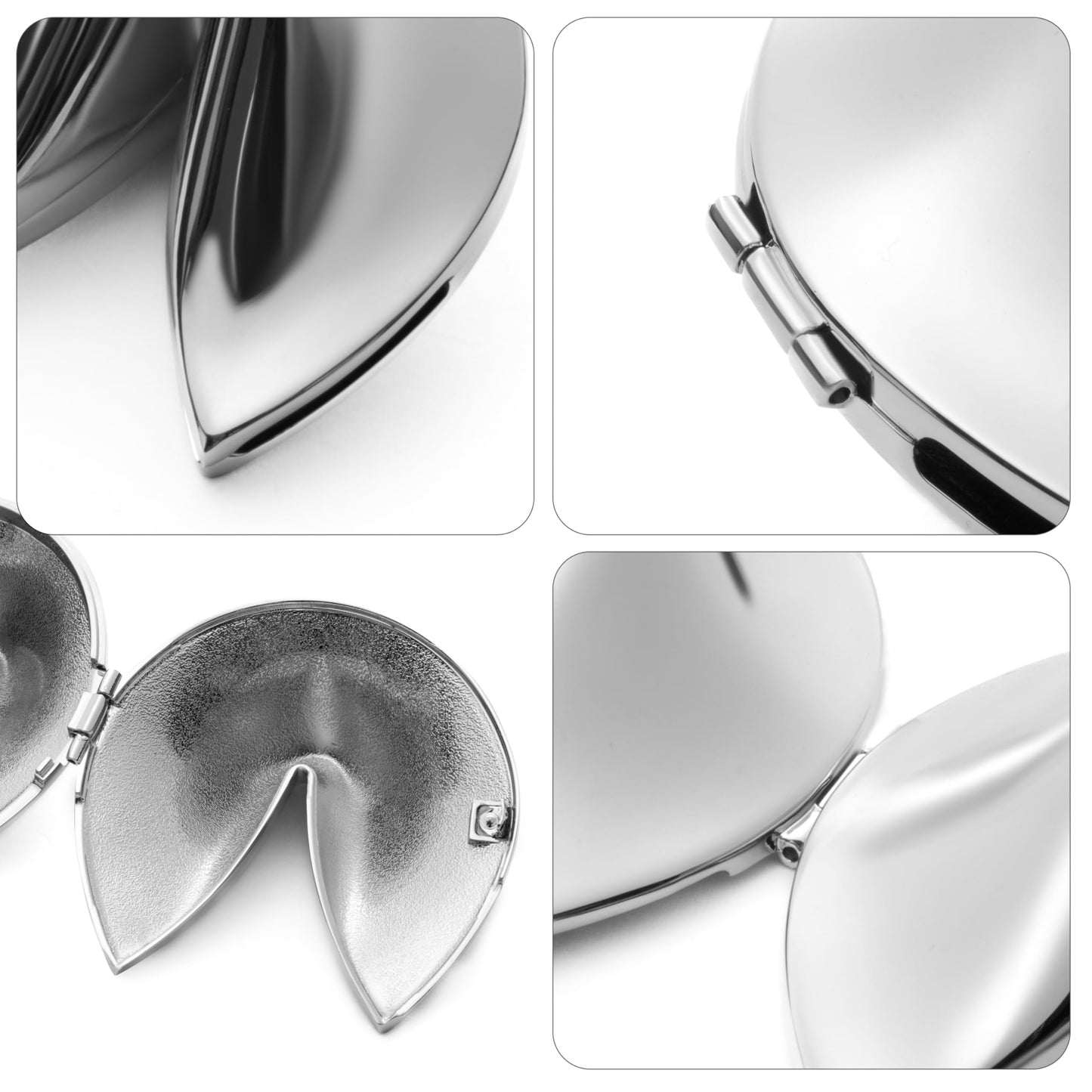 Silver-tone Hinged Fortune Cookie Shaped Box GM2162