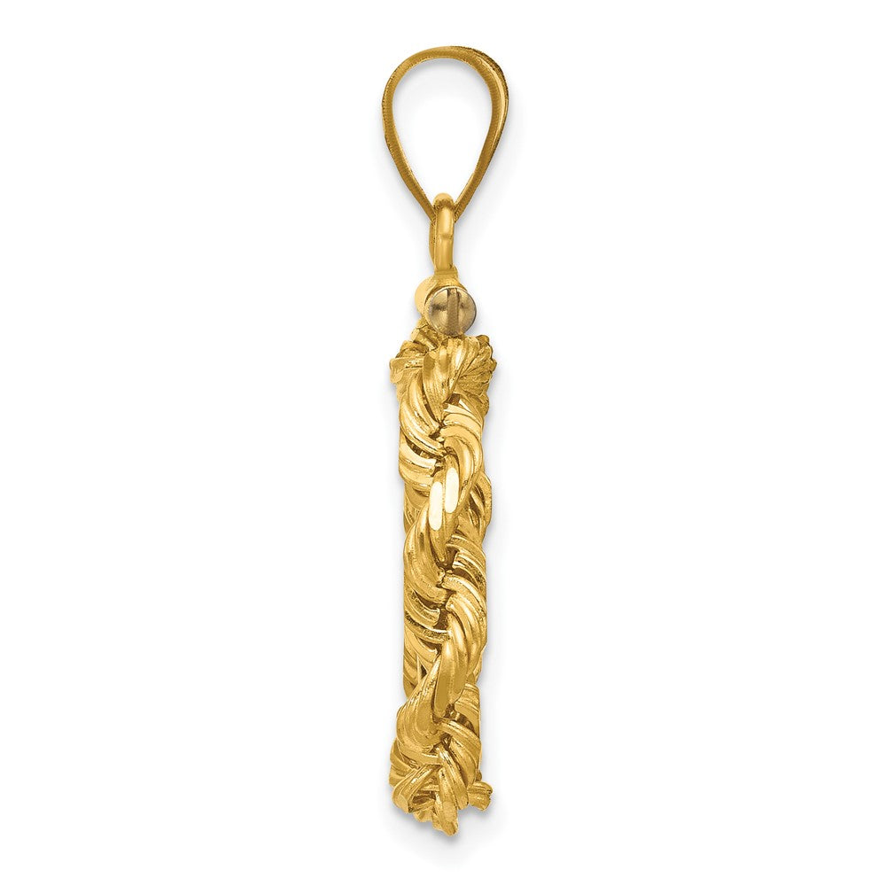 Wideband Distinguished Coin Jewelry 14k Polished Rope and Diamond-cut 13.0mm x 1.1mm Screw Top Coin Bezel Pendant