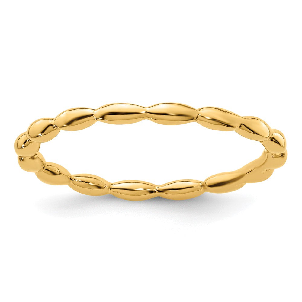 Sterling Silver Stackable Expressions Gold-plated Rice Bead Ring Size -8