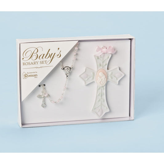 Roman 2 Pc Set Baby Girl Rosary/Cross