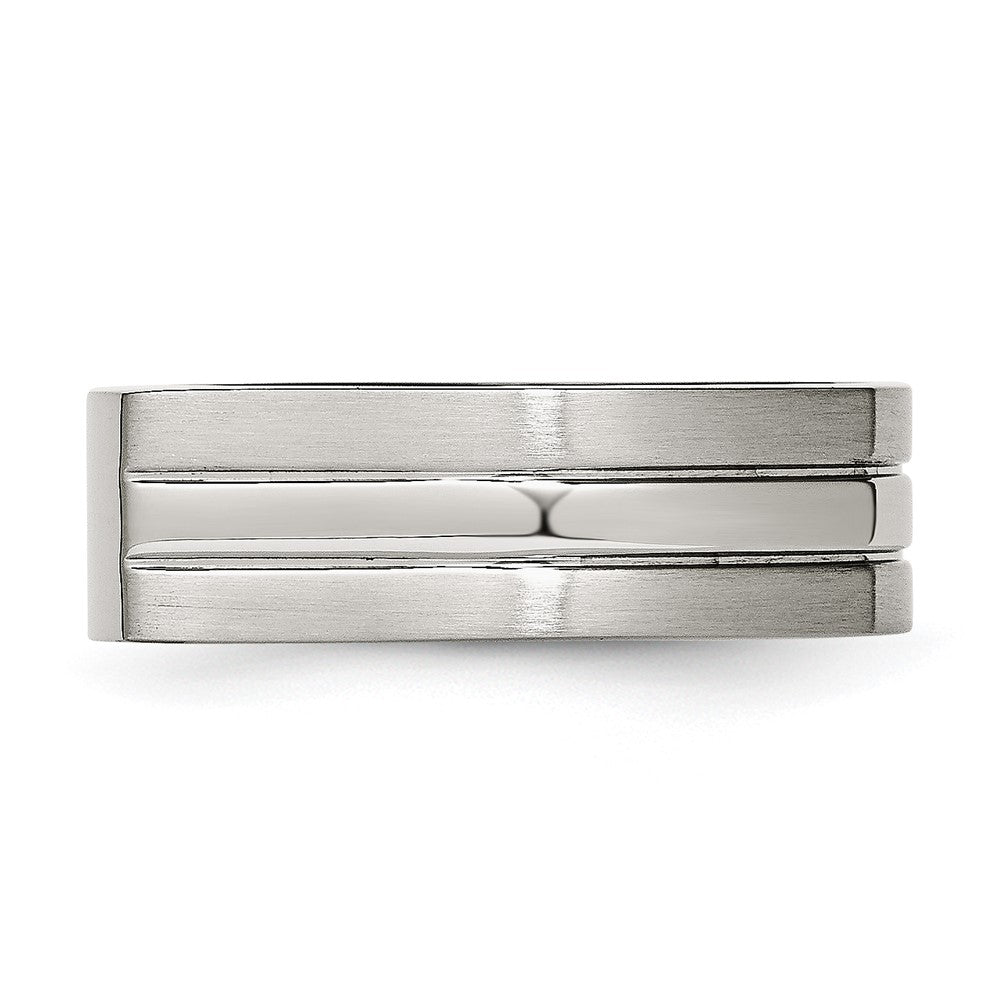 Stainless Steel Brushed and Polished Signet Ring Size - 10