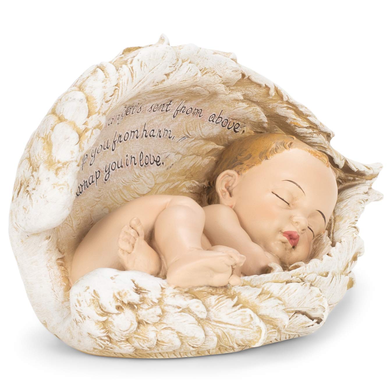 Joseph Studio Sleeping Baby Wrapped in Angel Wings Figurine