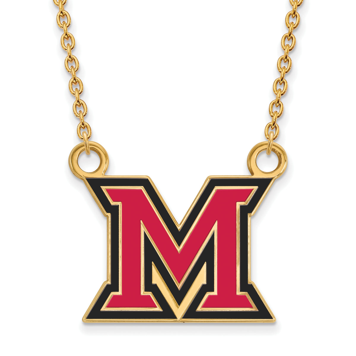 Logoart Sterling Silver Gp Miami U Large Enamel Pendant Necklace