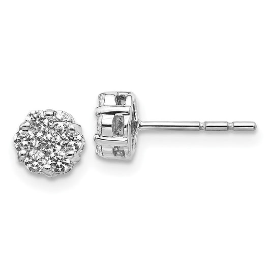 14k White Gold 1/2 carat Lab Grown Diamond VS/SI+ G+ Cluster Post Earrings