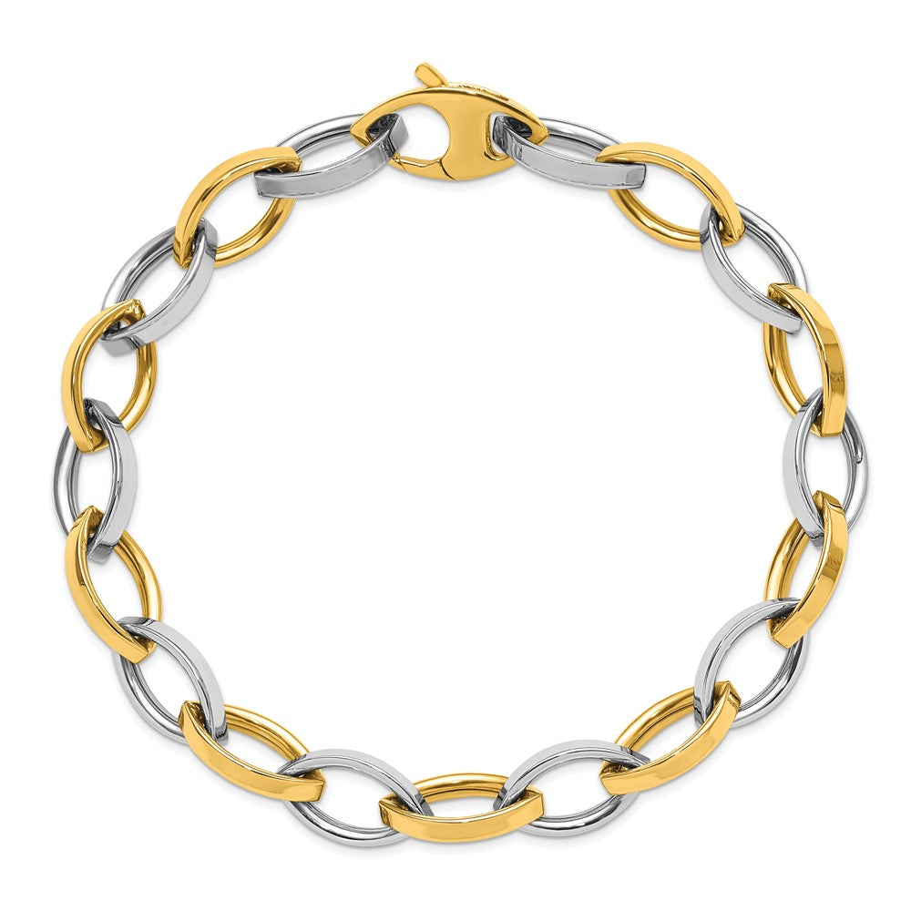 14K Two-Tone Polished Link Bracelet 7.5  inches