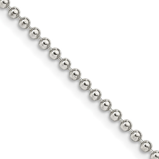 Sterling Silver 2mm Beaded Chain 30 Inches