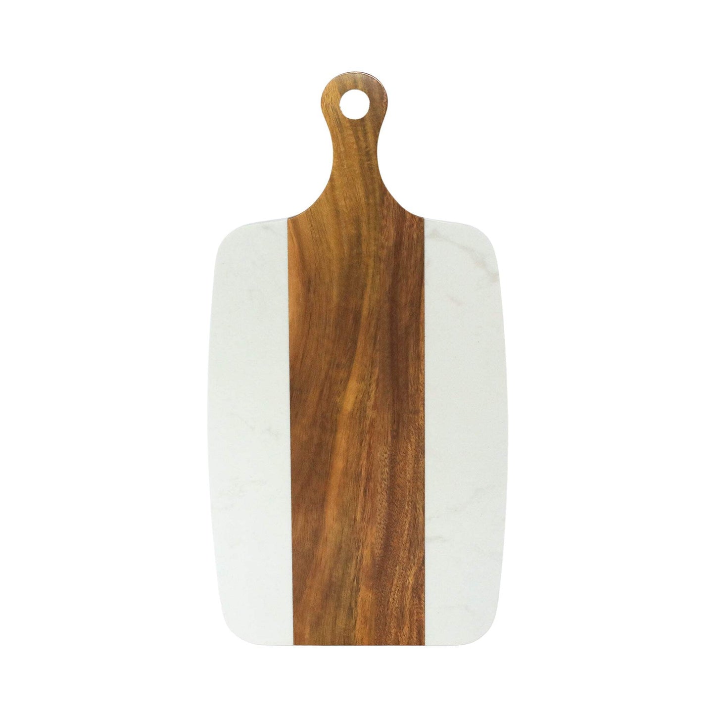 White Marble/Acacia Wood Center Handled Board