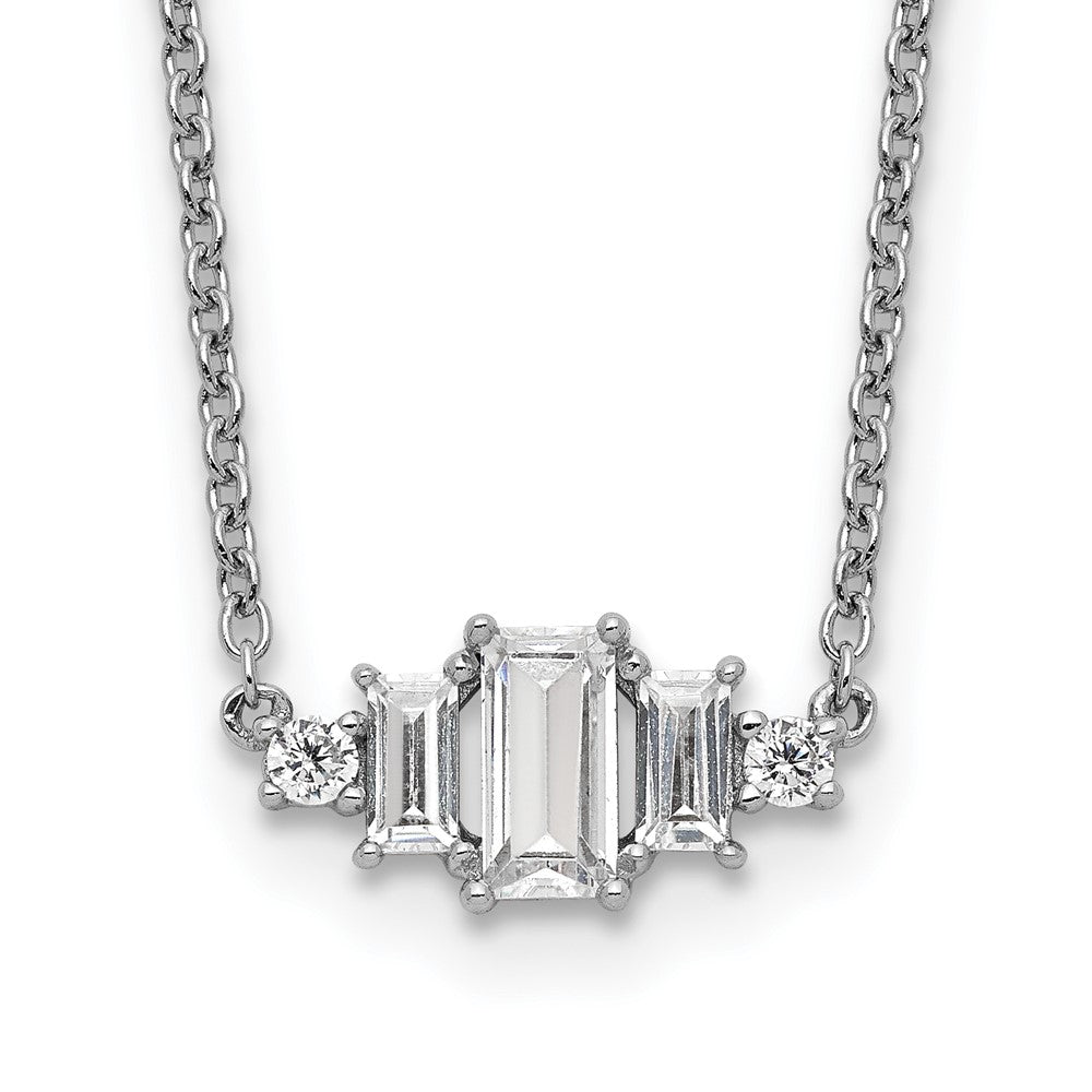 Cheryl M Sterling Silver Rhodium-plated Brilliant-cut and Emerald-cut Bar 18 Inch Necklace 18 Inches
