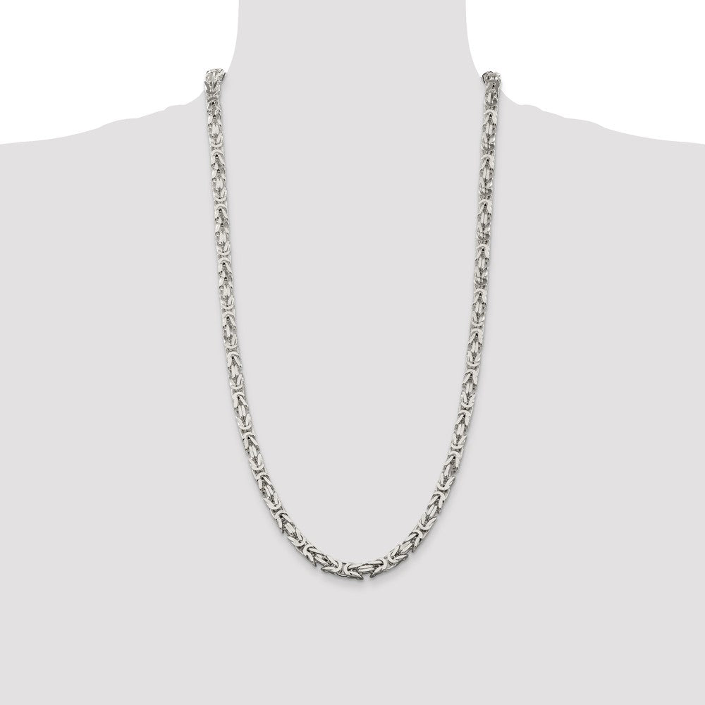 Sterling Silver 6mm Byzantine Chain 28 Inches