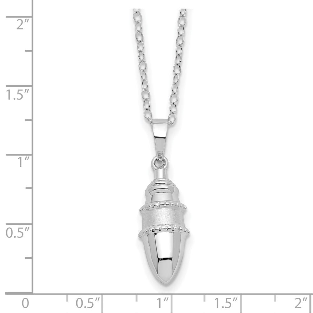 Sentimental Expressions Sterling Silver Rhodium-plated Beaded Bulb Shaped Ash Holder 18 Inch Necklace 18 Inches
