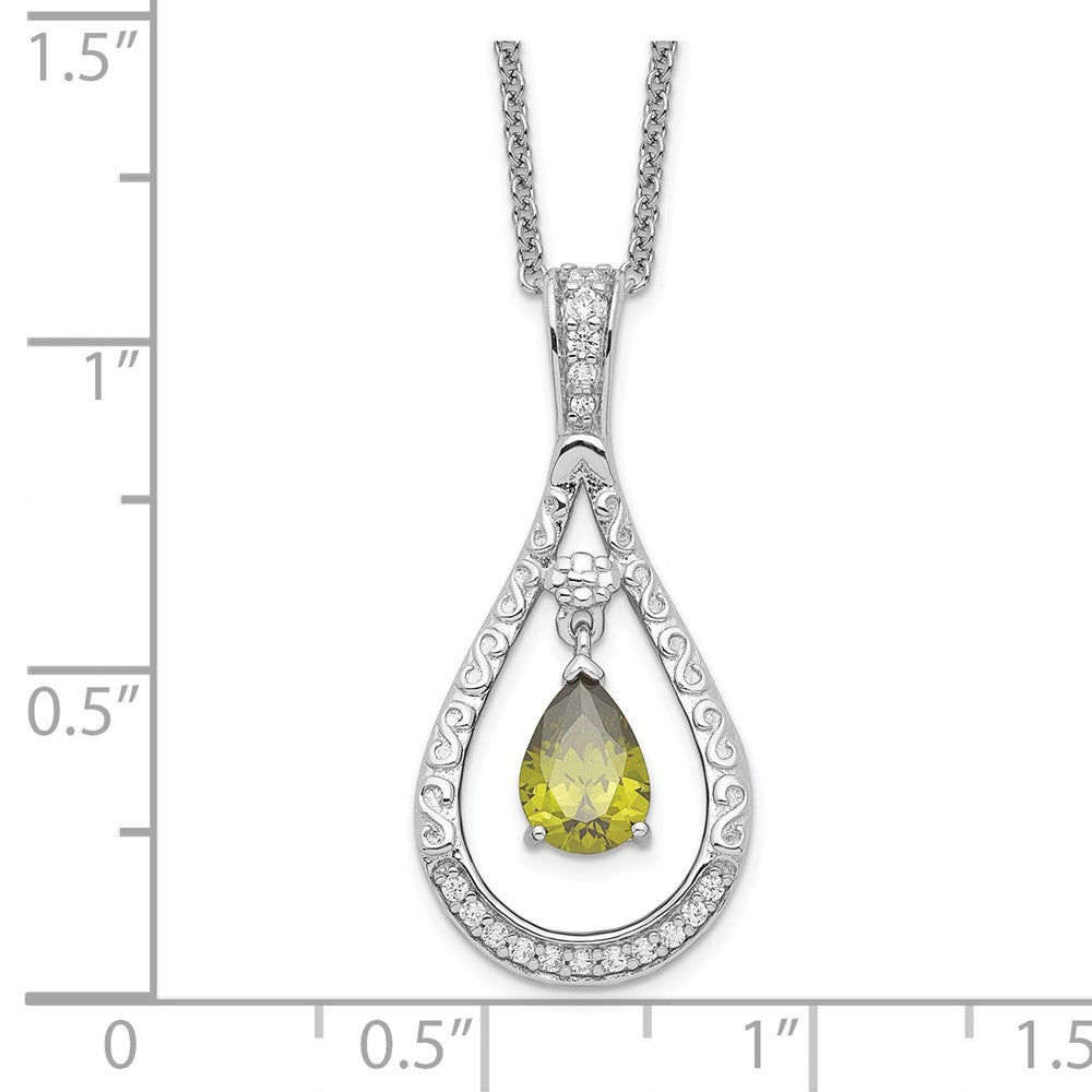 Sentimental Expressions Sterling Silver Rhodium-plated Aug. CZ Stone Never Forget Tear 18in Birthstone Necklace 18 Inches