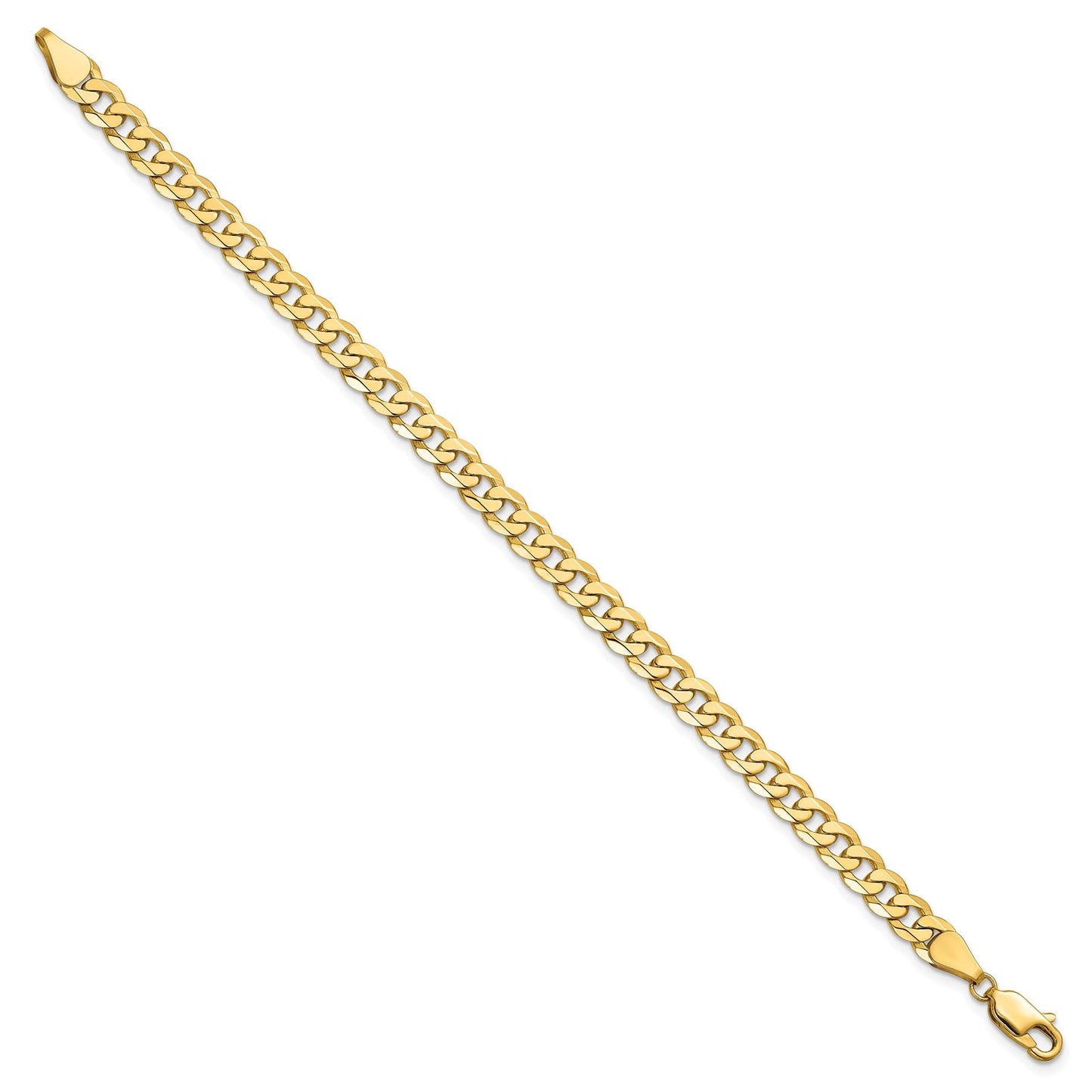 14K 8 inch 5.75mm Flat Beveled Curb with Lobster Clasp Bracelet