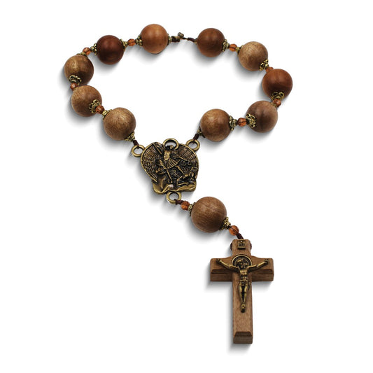 St.Michael Wooden Beads 14 inch Door Rosary