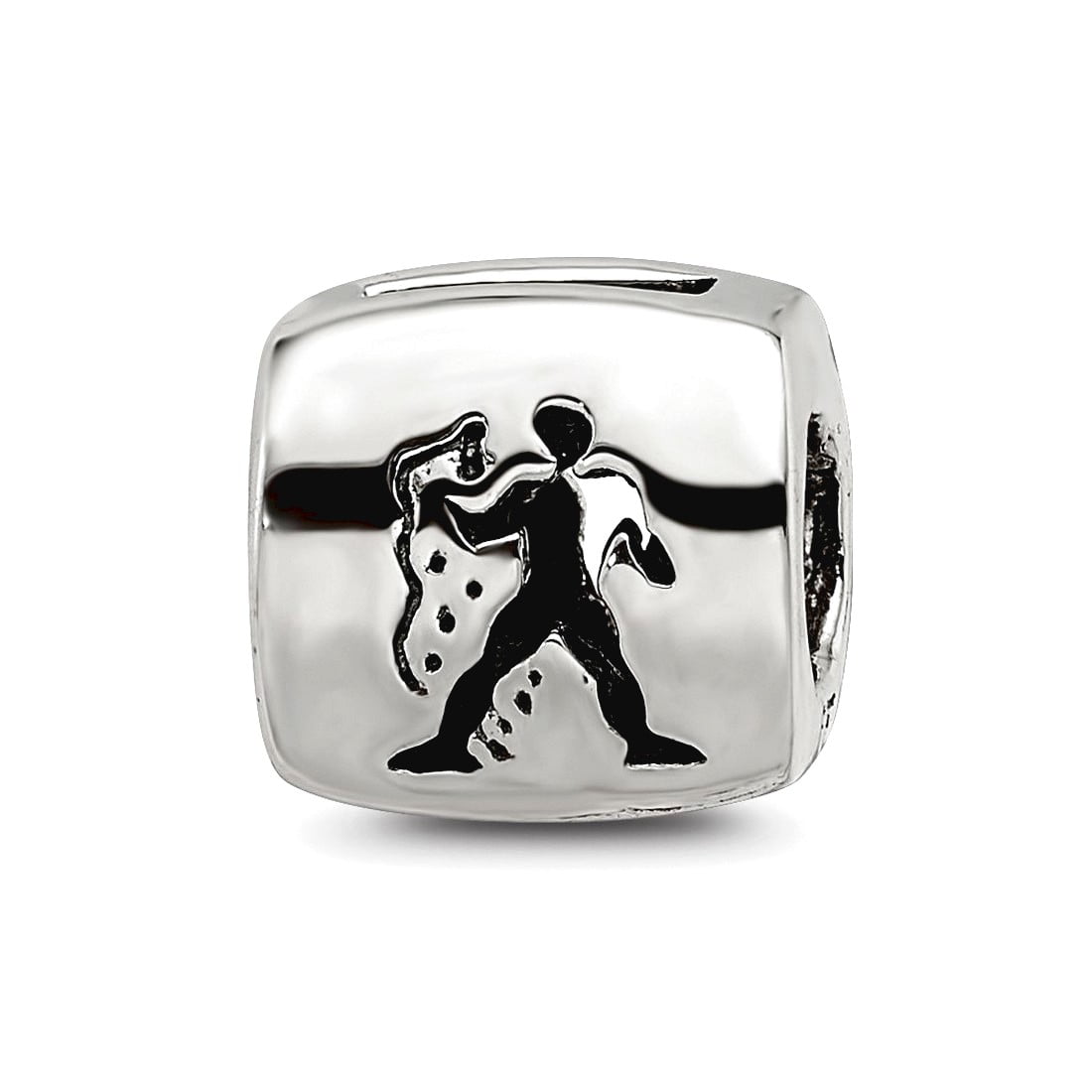 Sterling Silver Reflections Aquarius Zodiac Antiqued Bead