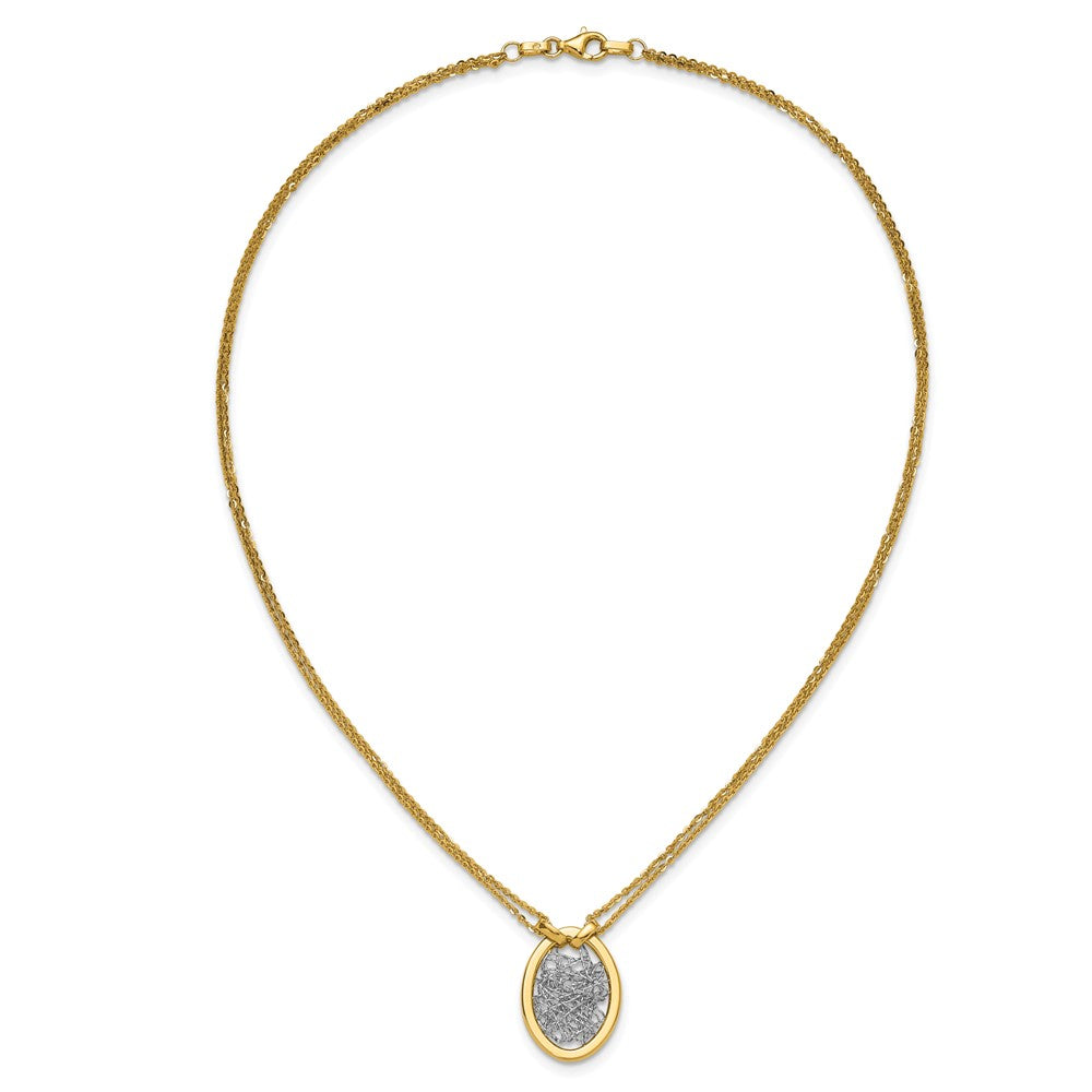 14K w/White RH Polished D/C Fancy Oval 2-Strand Necklace