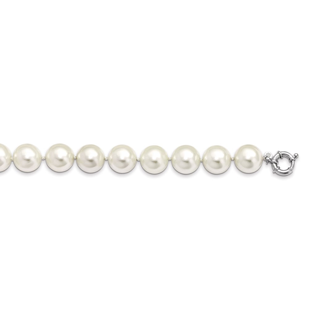 Majestik Sterling Silver Rhodium-plated 16-17mm White Imitation Shell Pearl Hand-knotted Necklace 18 Inches