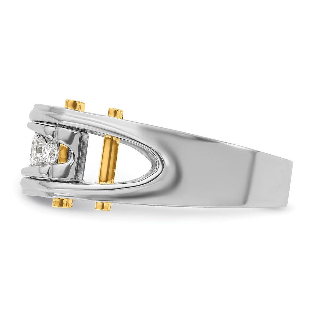 IBGoodman 14k Two-tone 1/2 carat Lab Grown Diamond VS/SI+ G+ Five Stone Complete Polished and Cut Out Men's Ring