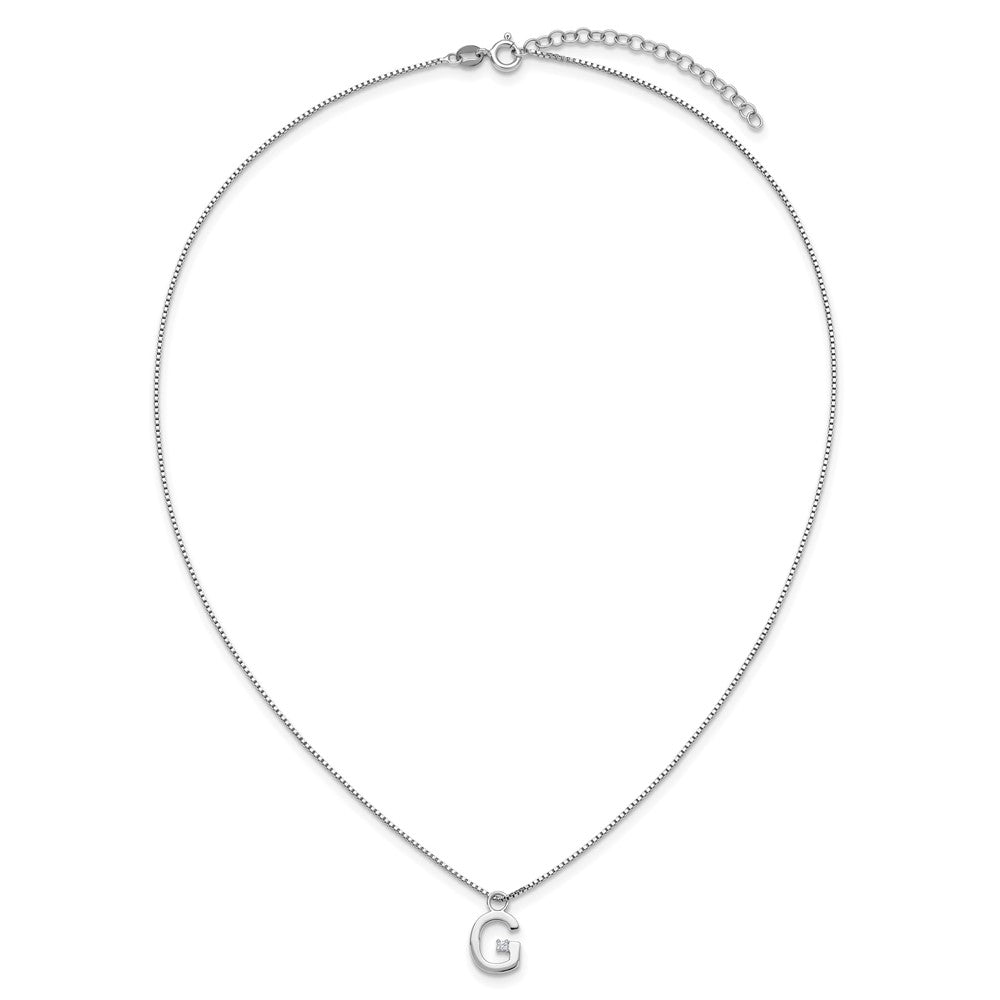 White Ice Sterling Silver Rhodium-plated 18 inch Diamond Letter G Initial Necklace plus 2 inch Extender 18 Inches