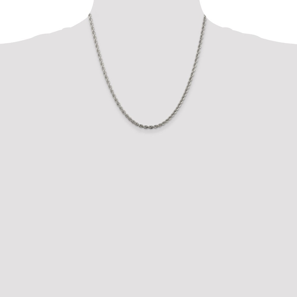 Sterling Silver 3mm Solid Rope Chain 20 Inches