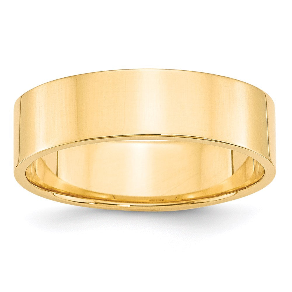 14k Yellow Gold 6mm Lightweight Flat Wedding Band Size 13.5