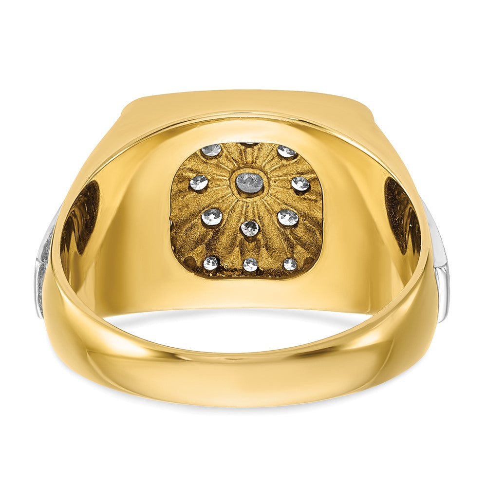 IBGoodman 14k Two Tone 1/2 carat Lab Grown Diamond VS/SI+ G+ Complete Polished and Satin Cluster Ring