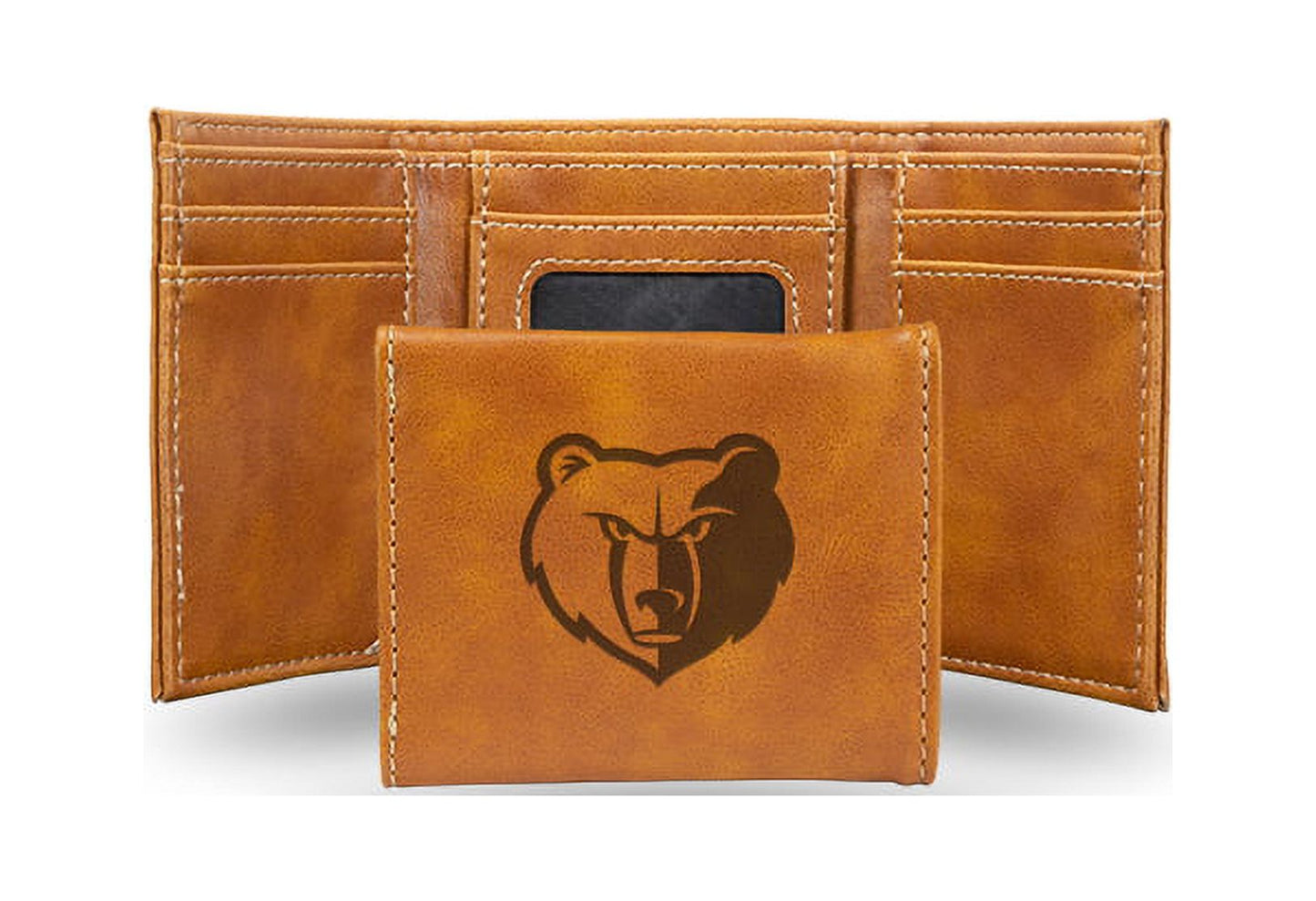 Basketball Rico Industries Memphis Grizzlies Brown Laser Engraved Trifold Laser Engraved Tri-Fold Wallet - Men's Accessory