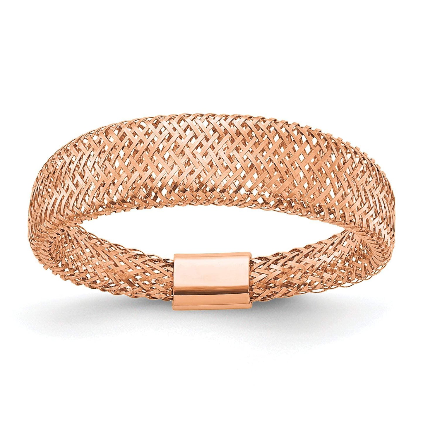 14K with Rose Gold Plating Mesh Tapered Stretch Ring
