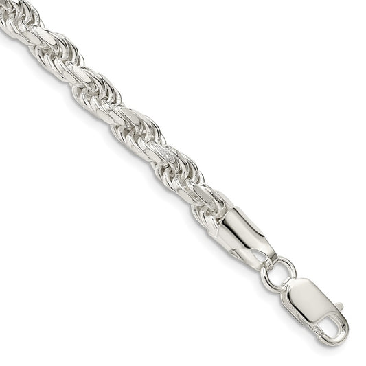Sterling Silver 5.75mm Diamond-cut Rope Chain 10 inches
